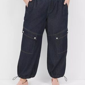 Lane Bryant Dark Blue Parachute Cargo Jeans 16